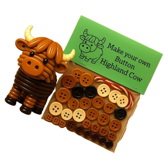 Button Art Set Build Your Own Decoration Includes String and Colorful Button