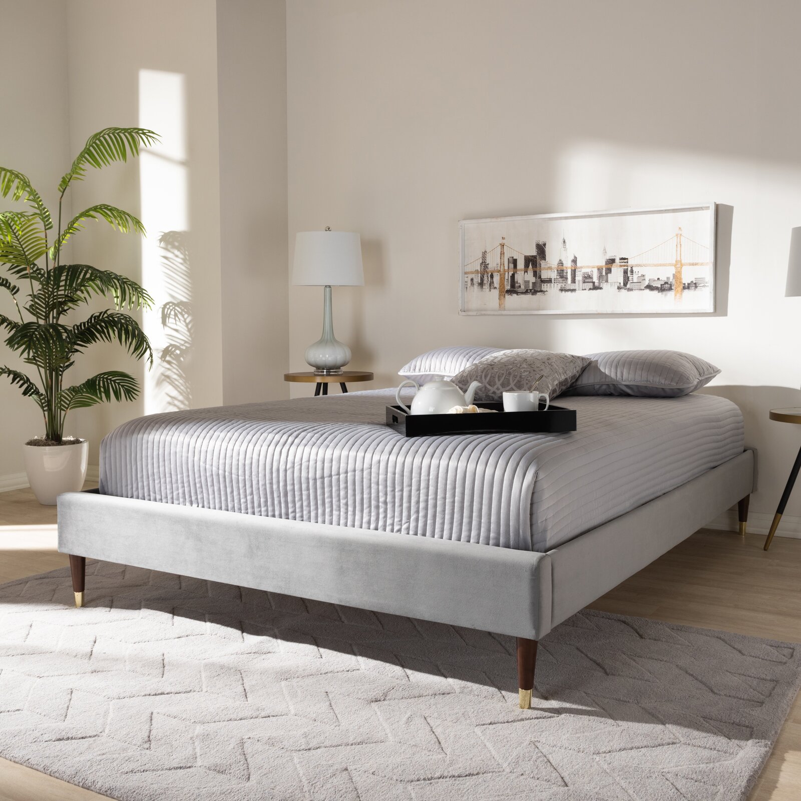 Petra Upholstered Low Profile Bed, Clearance from Floor to Underside of