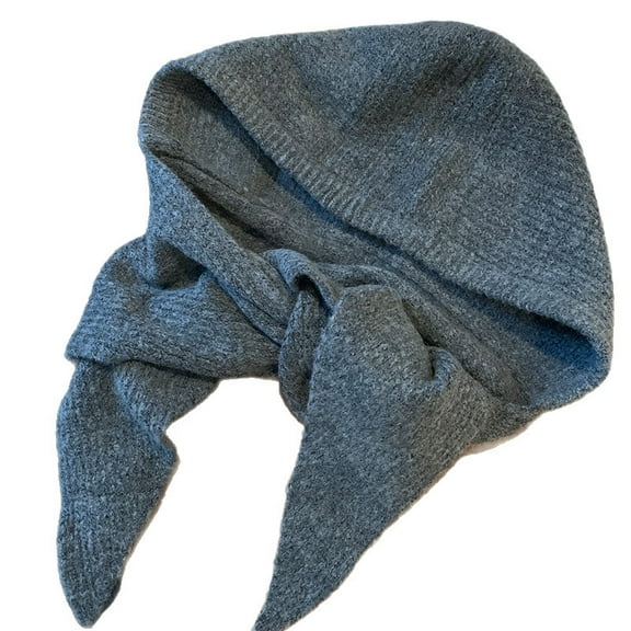 Winter Hats for Women Knit Beanie Drawstring Warm Hooded Scarf Skull Cap-grey-Marled Hooded Scarf with Fleece Lining, Winter Scarf for Women