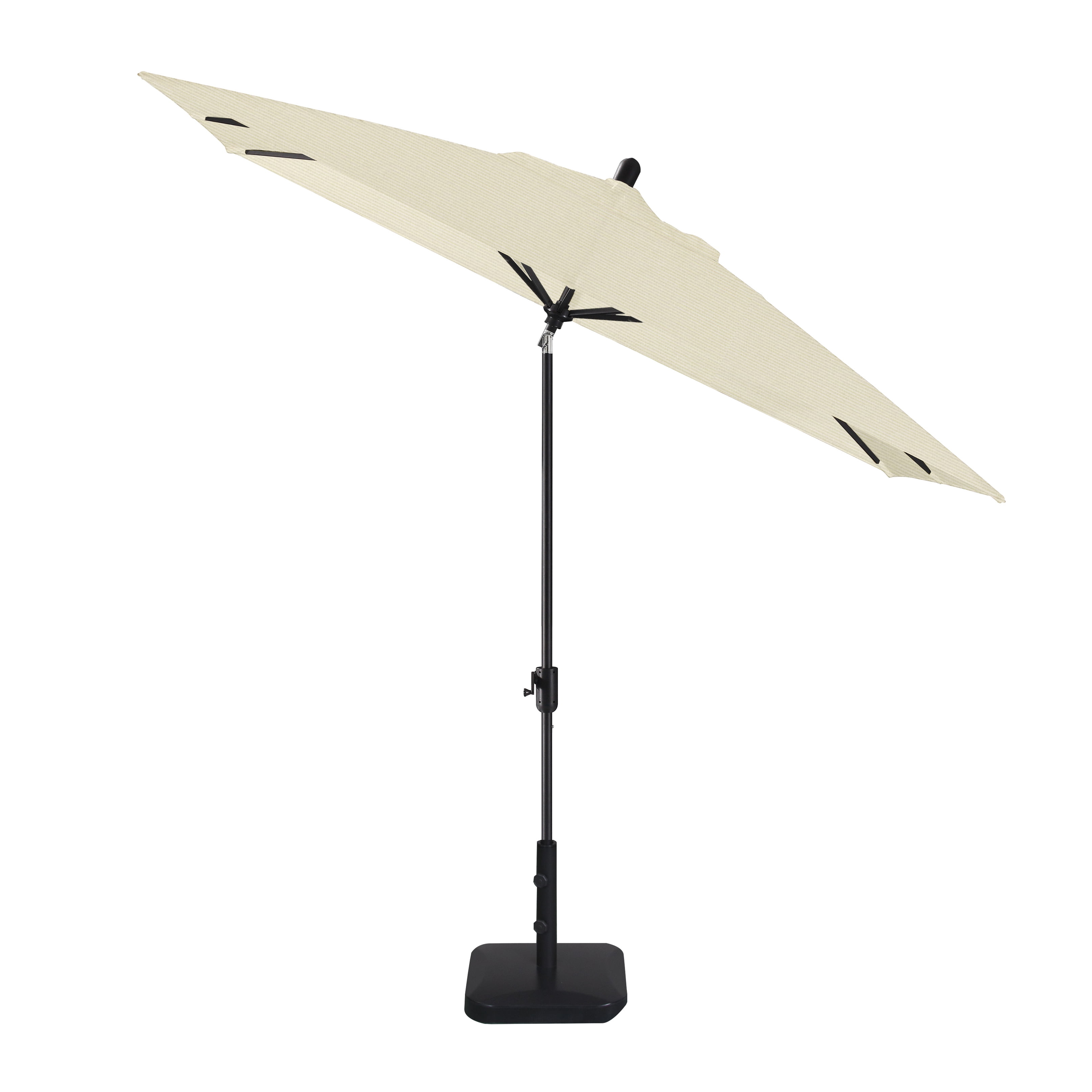 Amauri Outdoor Living - Laguna Cove 10' x 6.5' Rect Auto TiltMarket Umbrella, Black Sapphire Frame, Sunbrella Natural Shade