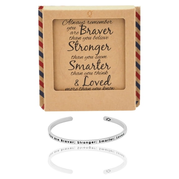 Quan Jewelry Christmas Gifts Unisex Brave Cuff Bracelet, Engraved Bracelet with Greeting Card