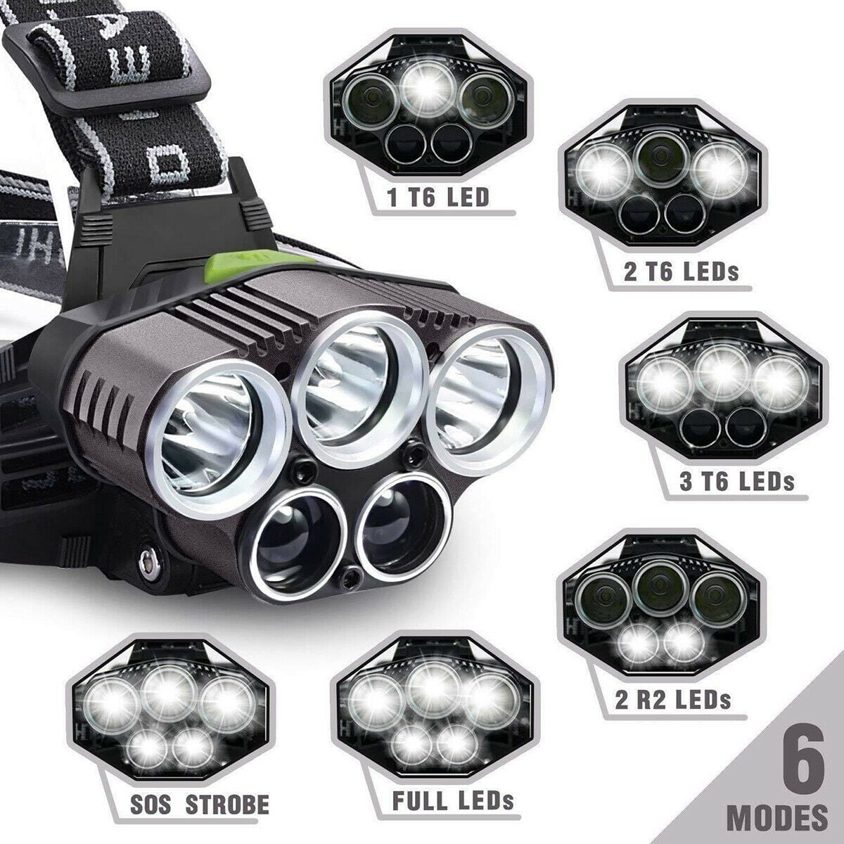 Rechargeable 350000LM Flashlight CREE T6 LED Tactical Bike Light Torch Headlamp 