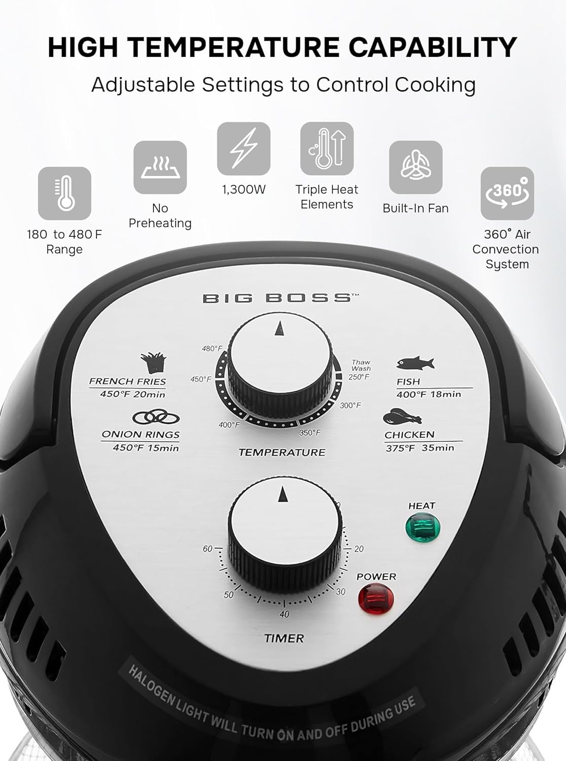 Big Boss 16 Qt. Silver Oil-less Air Fryer with Built-In Timer 8605 - The  Home Depot