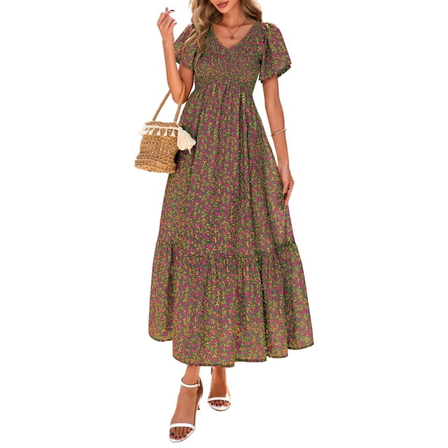 Vestido Maxi PRETTYGARDEN Boho Mujer Verano 2025 Estampado Floral