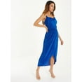 thumbnail image 3 of QUIZ - Women's Royal Blue Plissé Chain Strap Midi Dress, 3 of 4