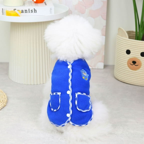 Yidarton 2022 Dog Clothes, Double Bags, Small Clothes, Small Dogs, Warm Pet Dog Clothing In Autumn And Winter dark blue