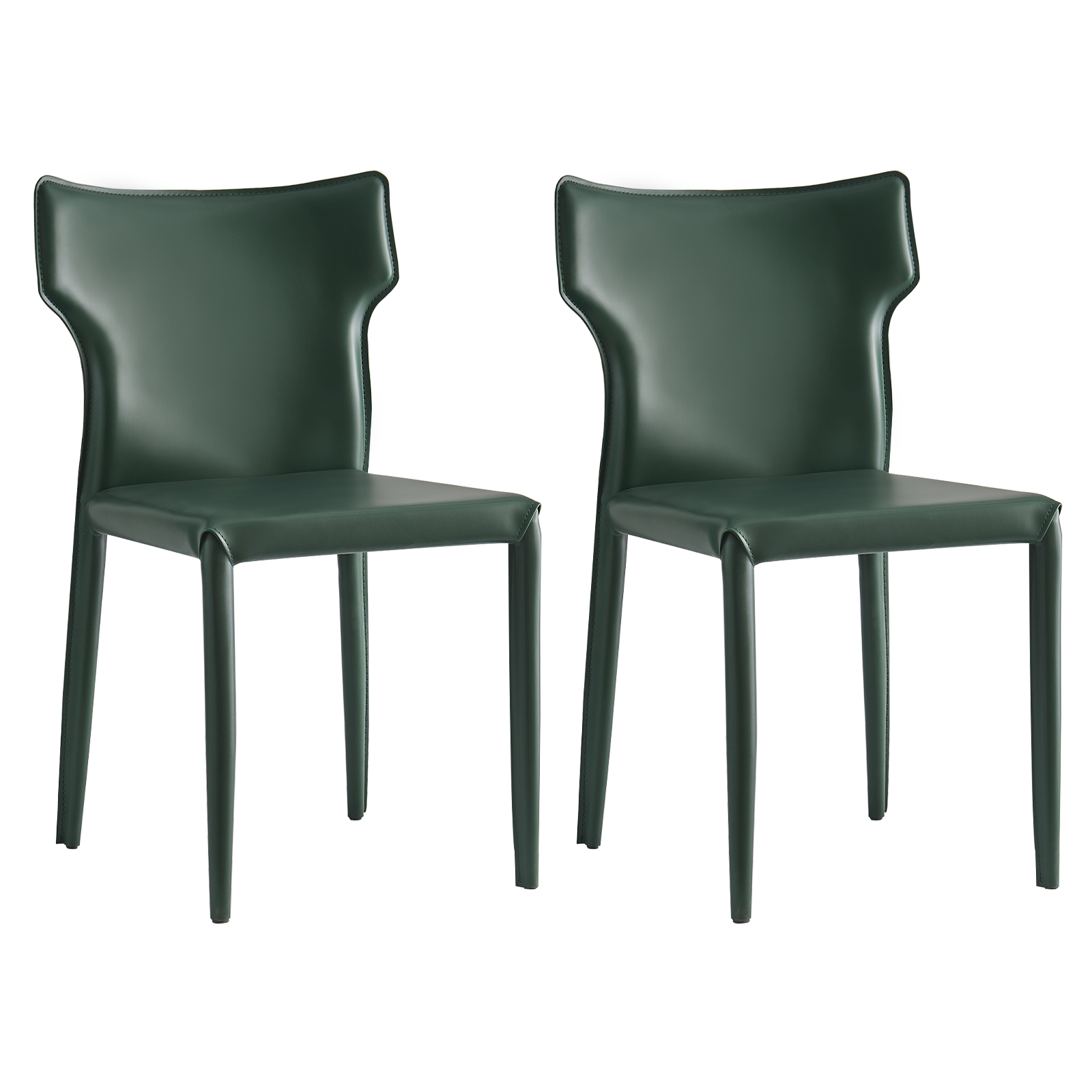 Assembled Dining Chairs Set of 2 Leather Upholstered Mid Century