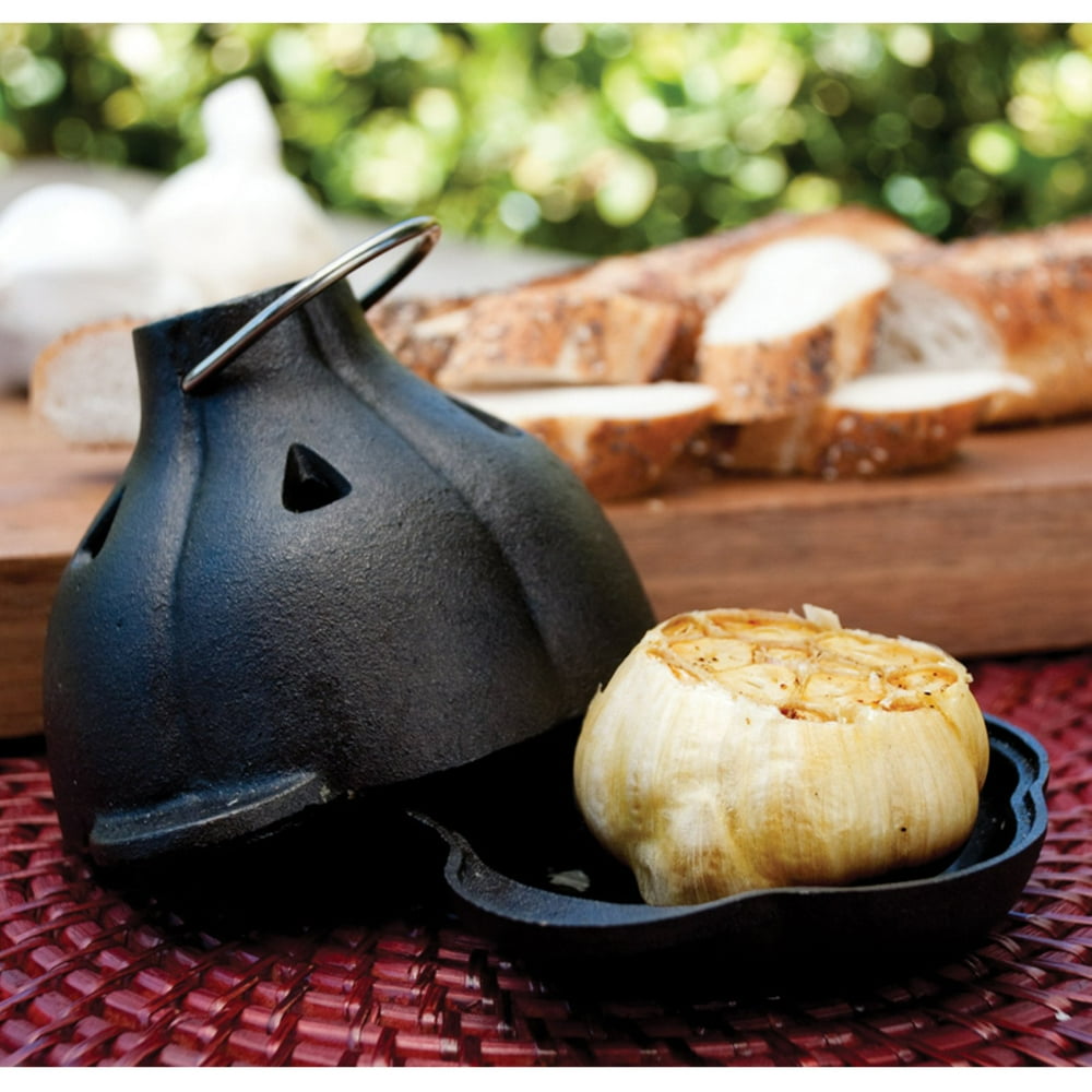 Charcoal Companion Cast Iron Garlic Roaster and Squeezer Set For
