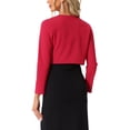 thumbnail image 3 of INSPIRAR CHIC Top de Mujer Elegante Cárdigan Corto de Manga Larga con Panel de Encaje Floral Suéter Top M Rojo, 3 of 5