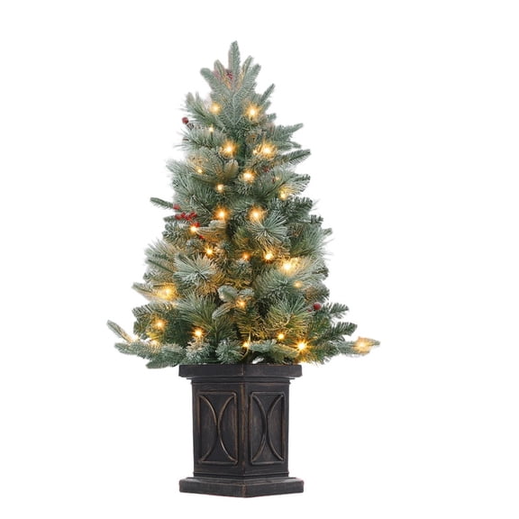 Christmas Tree - 3-4.5ft Frost and Flowering Flocked Light Tree, Christmas Decoration, Home Decor, Christmas Gift