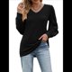 thumbnail image 3 of Blusas Elegantes e Informales para Mujer, con Cuello en V y Lunares, de Larga Negro L, 3 of 9