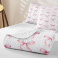 thumbnail image 4 of Homewish Girls Bowknot Twin Quilt Set,Pink Polka Dots Bow Twin Coverlet Set,2pcs, 4 of 7