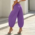thumbnail image 4 of cocolona Womens Summer Casual Pleated Harem Pants Elastic Waist Straight Vacation Yoga Pants with Pockets, 4 of 5