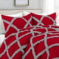 thumbnail image 2 of 1 Piece Luxury Two Tone Diamond Ruffle Pattern Comforter Super Soft, All Season 800 Thread Count, 100% Egyptian Cotton, Oversized Super King Size Silver/Red Solid Color, 2 of 4