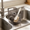 thumbnail image 2 of 1 Pc Storage Organizer Bins Wall Mounted Shower Caddy, Bathroom shelves Stackable Clear Plastic Toothbrush Holder Adhesive Hanging Bin for Bathroom, Kitchen, Cabinet, 3.85x3.77x4.33 Inch, Gray, 2 of 9