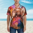 thumbnail image 2 of Kll Men'S Hawaiian Shirt Short Sleeve Button Down Beach Shirts-Oil Paintings Of Elephants, 2 of 7