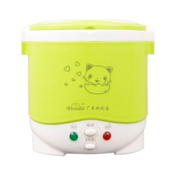 Injueey Olla arrocera para coche, Mini utensilios de cocina, calentador eléctrico multifuncional de 1L, casa, camión de viaje, fiambrera, Electrodomésticos 12V/verde 12V