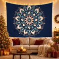 thumbnail image 3 of Boho Mandala on Navy Background, Calming Zen Boho Style for Art Lovers, Bohemian Wall Art, Housewarming Gift Tapestry Wall Hanging for Living Room and Bedroom, 3 of 7