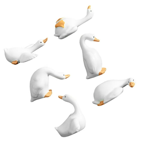 6 Piece Artistic White Geese Decoration Handmade Resin Crafts For Desktop Arrangements And Plant Displays