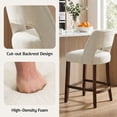 thumbnail image 6 of Usaint Chenille Bar Stools Set of 2, 26" Counter Height Barstools, Mid-Century Wooden Kitchen Island Chairs for Dining Room, Cream, 6 of 9
