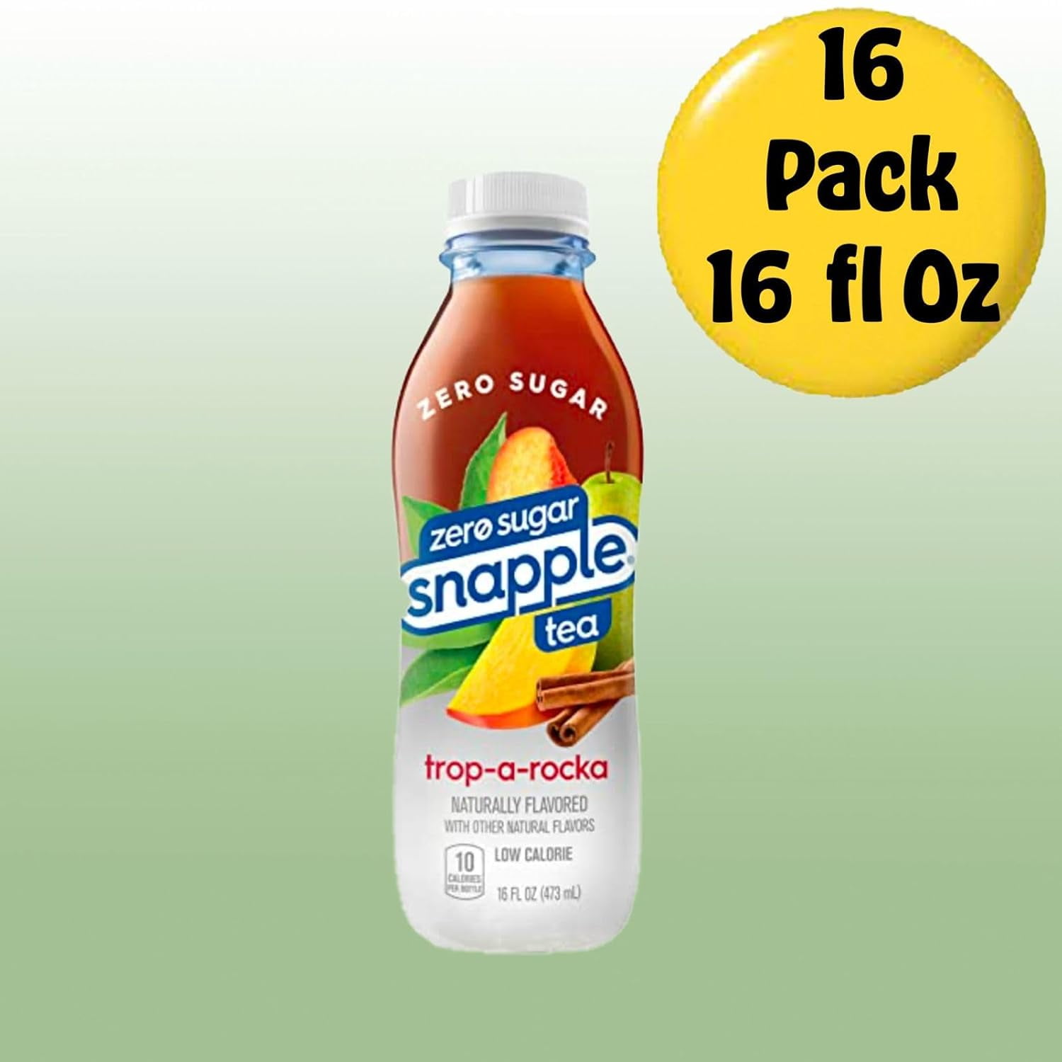 Snapple Zero Sugar Trop-a-Rocka All Natural Fruit Juice Drink, 16 fl oz Plastic Bottles, 16-Pack