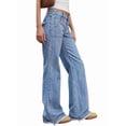 thumbnail image 3 of Women Flare Jeans High Waisted Wide Leg Baggy Jean for Women Stretch Denim Pants Light Blue L, 3 of 9