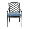 thumbnail image 5 of iPatio Stylish Outdoor Aluminum 5-Piece Round Dining Set: Weather-Resistant, Durable, Lightweight, Modern Design Patio Furniture Set with 4 Armchairs and Round Table (Espresso brown, Sapphire blue), 5 of 6