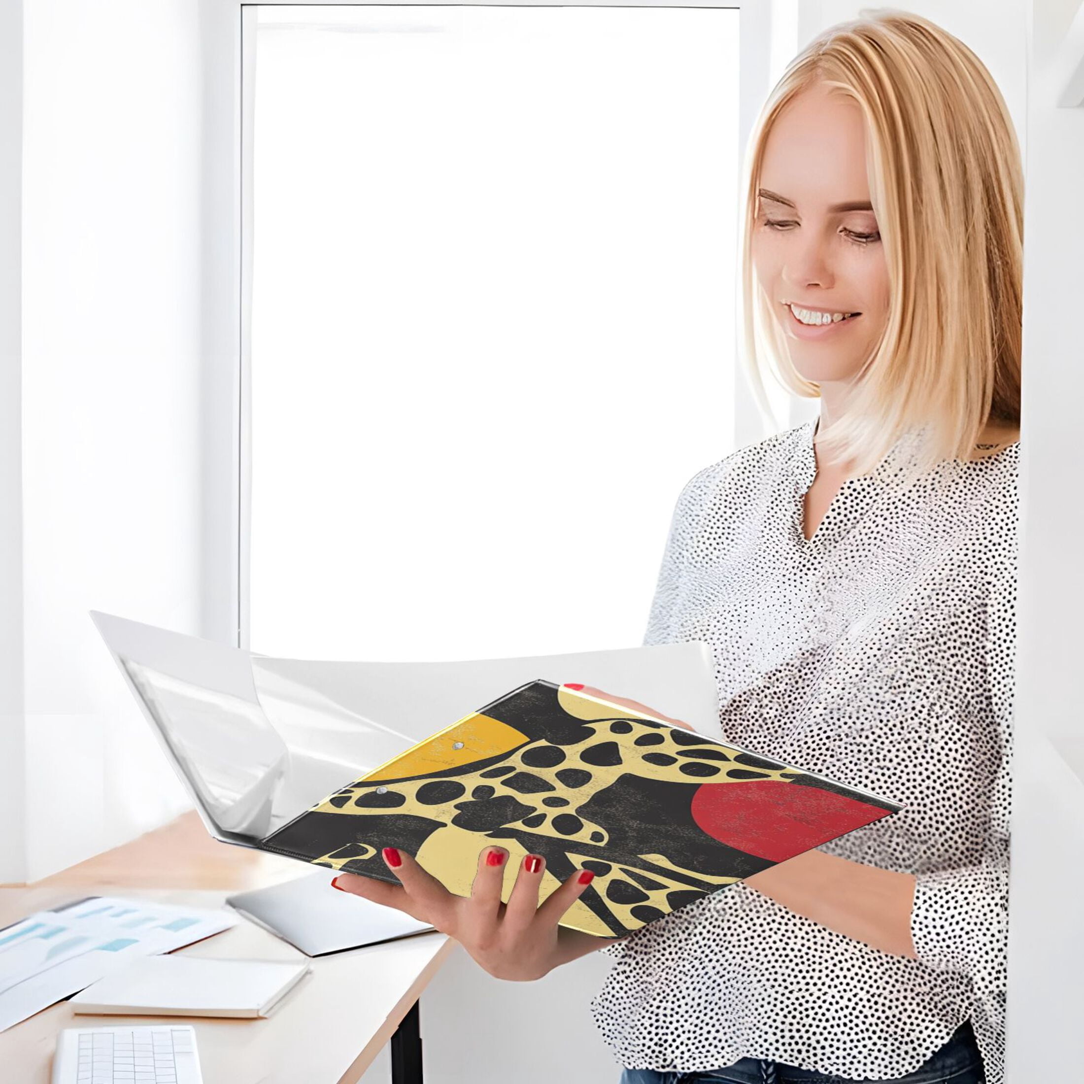 Giraffe Graffiti 3 Ring Binders 1.5 inch Hardcover File Folders with Interior Pockets A4 Size Organizer for School Office Hospital Set of 2