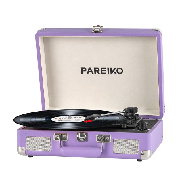 Tourne-disque 3 Vitesses Valise Portable avec Batterie Intégrée Bluetooth aux in RCA Line Out