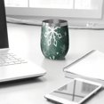 thumbnail image 3 of 12oz Stemless Wine Tumblers Green Christmas Snowflake Pattern Vacuum Insulated Stainless Steel Travel Tumbler Cups Mug with Lid and Straw for Champaign,Cocktail,Beer with Cleaning Brush, 3 of 5