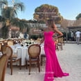 thumbnail image 2 of MODX Robes de Bal Sirène Fuchsia Fendue sur le Côté Robe de Soirée Femme Plis Élégante Robe de Fête Robe d'Invité de Mariage à la Plage, 2 of 5