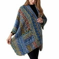 thumbnail image 5 of Brglopf Women's Shawls Wraps Vintage Ethnic Print Open Front Poncho Cape Knitted Knotted Cardigan Sweater Trendy Winter Cloak Coat with Pockets, 5 of 9