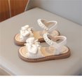 thumbnail image 2 of Otqutp Formal Toddler Girls Dance Shoes Cute Girls Fashion Summer Bow Pearl Open Toe Soft Sole Flat Shoes for 2 to 11 Years, 2 of 9
