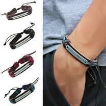 AYYUFE Men's Women's Punk Letter Faux Leather Bangle Hemp Rope Wristband Bracelet