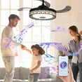 thumbnail image 5 of 42 Inch Invisible Ceiling Fan with Light and Remote Control, Creative Bluetooth Retractable Blades Chandelier Fans with 3 Lights Change and 3 Speeds for Bedroom Dining Room, 5 of 7