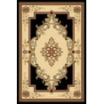 thumbnail image 3 of Glamour Thick Plush Oriental Area Rug Traditional Carpet Floral Medallion Design-206 (5'3"x5'3" Round,Black), 3 of 31