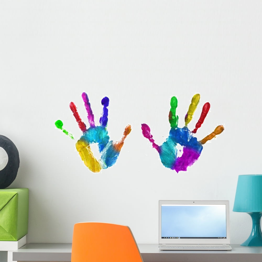 Multicolor Hands Print Wall Decal by Wallmonkeys Peel and Stick Graphic ...