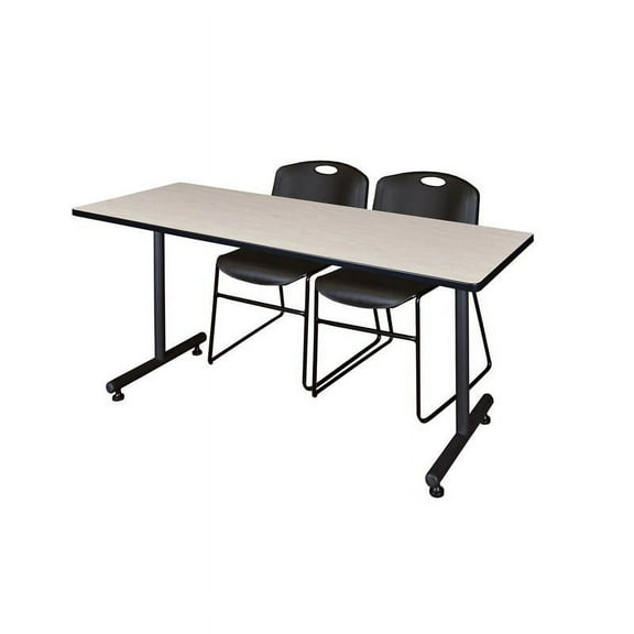 Regency 60" x 30" Kobe Training Table- Maple and 2 Zeng Stack Chairs- Black