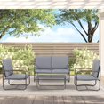 thumbnail image 2 of Royalcraft 4 Piece Outdoor Furniture Patio Conversation Sets, Metal Loveseat and Chairs with Tables,8 Cushions,Grey, 2 of 10