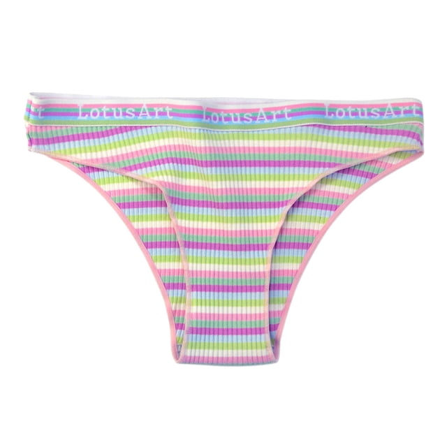 Gibobby Ropa interior sexy para mujer Ropa interior sexy de cintura a la moda para mujer Calzoncillos a rayas de color Ropa interior Bragas de mujer(Rosa,M)