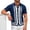 hgg202-Navy, variant on Men's 1960s Mod Style Vintage Stripe Collared Shirts Summer Short Sleeve Stylish Button Down Cardigan
