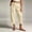 Khaki, variant on PWPSG Women’s Solid Cropped Wide-Leg Linen Pants, Double-DUnrefinedstring Waist with Slant Pockets for Weekly Small Town Market Errands Blue S