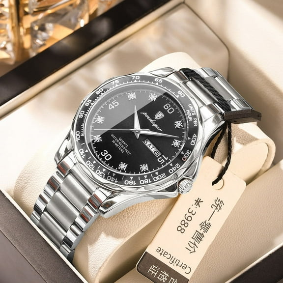 EXPLOJOY Men's Luxury Quartz Watch – Waterproof Stainless Steel with Luminous Dial