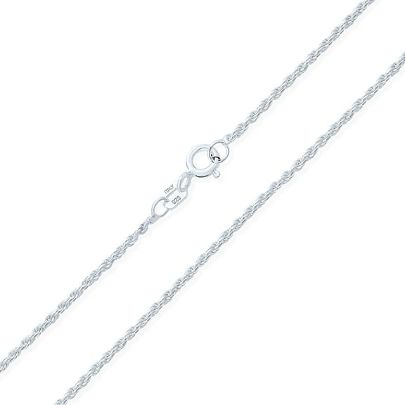 Bling Jewelry Womens Thin 2MM Sterling Silver Rope Link Chain Necklace Nickel-Free Made in Italy