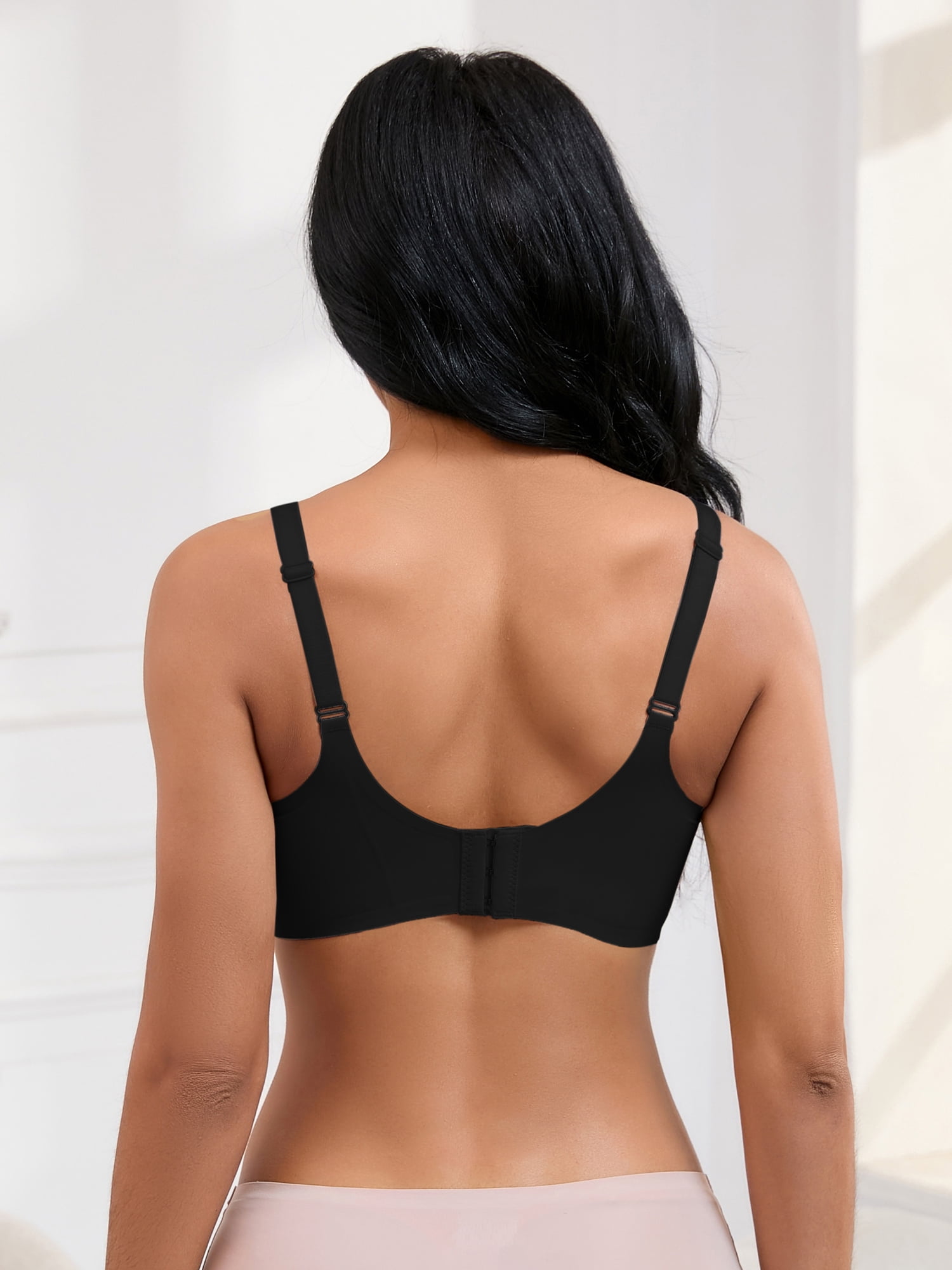 Unique Bargains Women's Padded Breathable Bras Push Up Mesh Wirefree Bras L Black