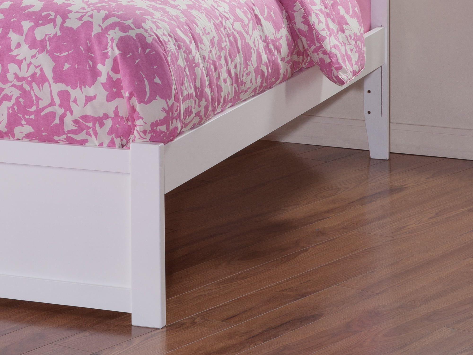 AFI Concord Twin Solid Wood Platform Bed with Footboard & 2 Storage Drawers in White