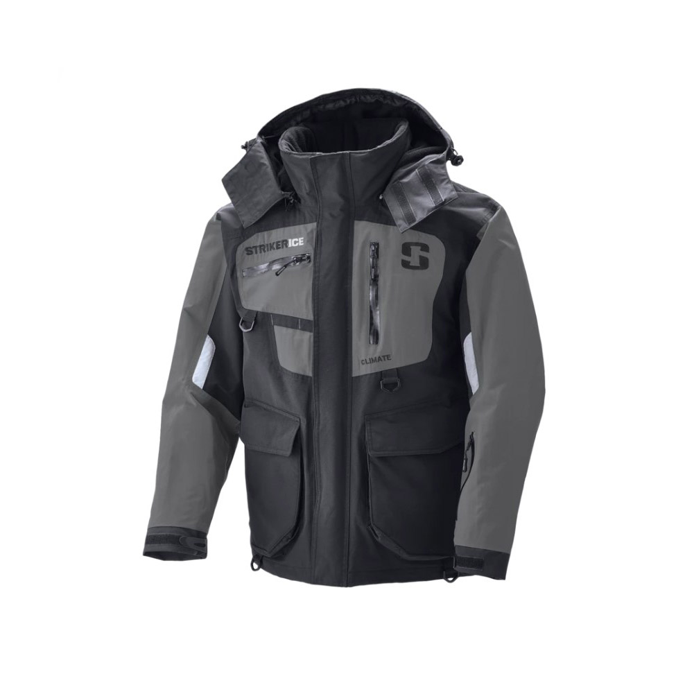 人気定番の Striker StrikerICE Men´s Climate Jacket， Fishing Gear for  Cold-Weather Conditions， Sureflote Technology， S， Black/Gray