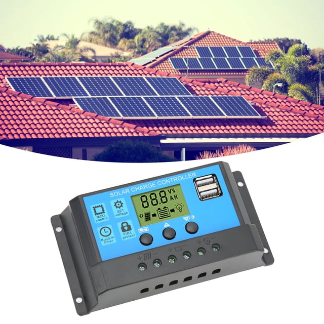 Controlador De Carga Solar, 12 V 24 V Controlador De Carga De Panel Solar Adaptativo Chip De Control Principal Industrial Protección Ligera Contra Sobrecorriente Para El Hogar