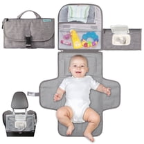 Kopi Baby Portable Diaper Changing Pad Travel Bag, Waterproof Foldable Changing Mat with Wipes Pocket, Detachable Storage, Grey, Classic