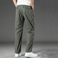 thumbnail image 4 of Dagegui Mens Cotton Cargo Pants Cozy Elastic Waist Straight Fit Pant Big and Tall Outdoor Running Athletic Work Trousers Summer Clothes Time Limited Offer Army Green 2XL, 4 of 5